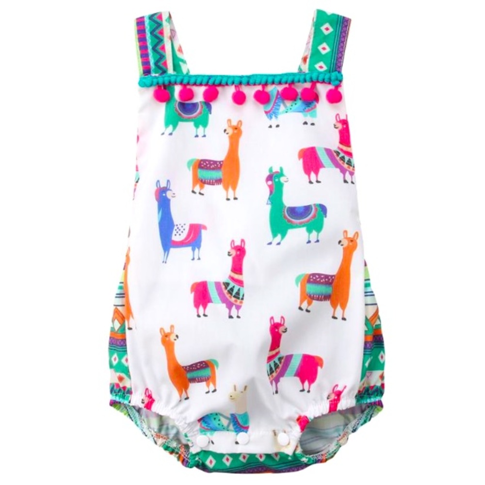Trendy Open Back Tassel and Llama design onesie